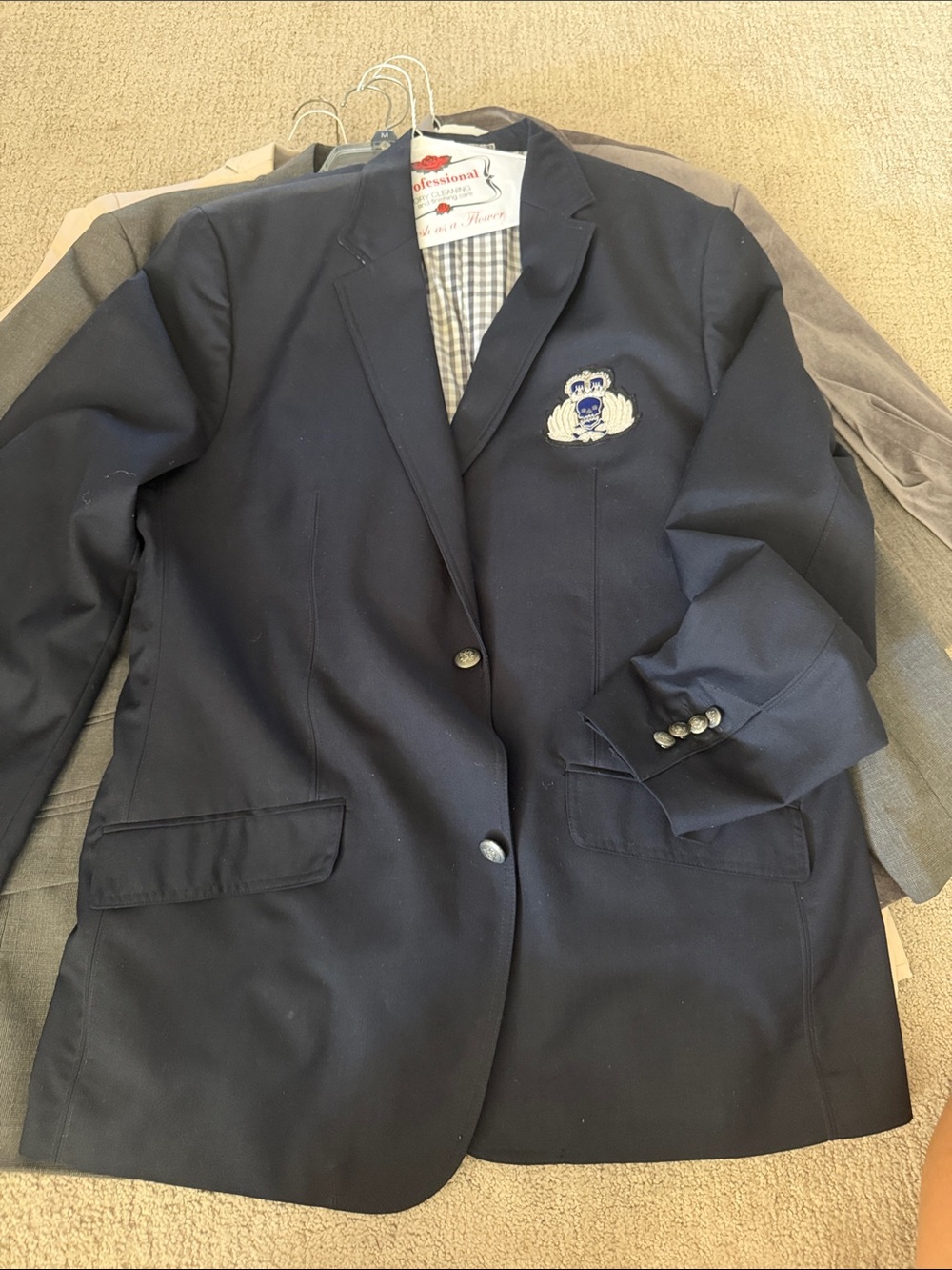 INC International Concepts Navy Crest Sport Coat